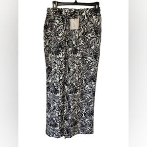 Happily Grey Black and White Tropical Pants Womens Size Medium NWT